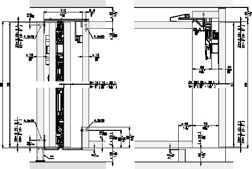 HAWA Folding Concepta III 20/25 PUSH - montāžas piemērs bez grīdas profila