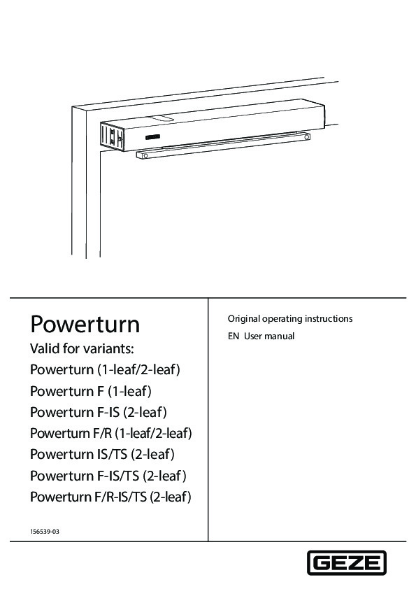 GEZE POWERTURN - lietošanas instrukcija (EN)