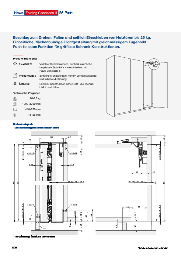 HAWA Folding Concepta III 25 PUSH - sistēmas katalogs (EN)