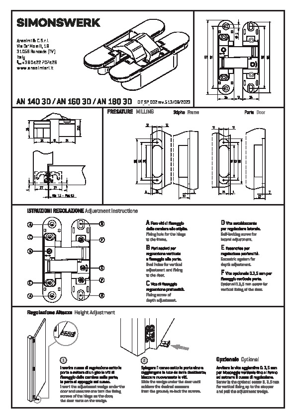 ANSELMI AN 140/160/180 3D - Fitting instruction (IT/EN)