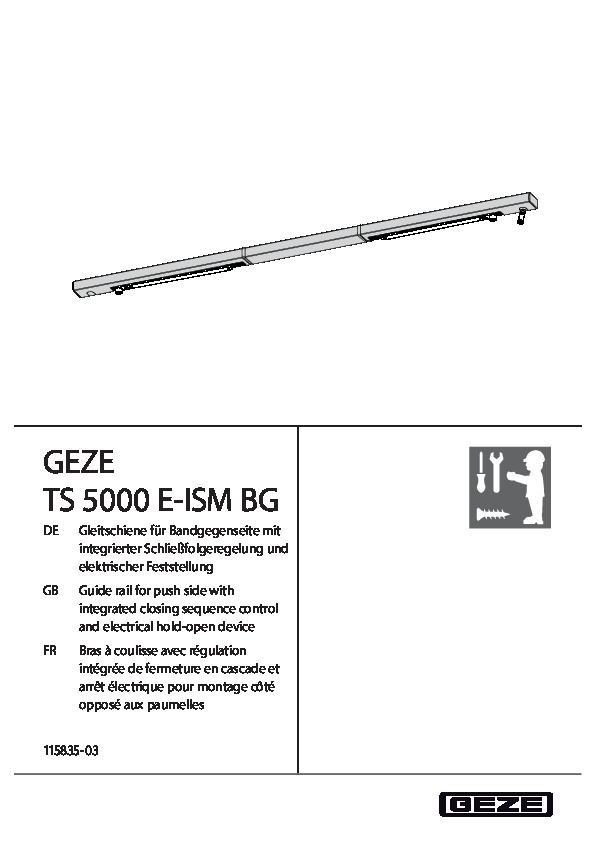 GEZE TS 5000 E-ISM BG sliedes montāžas instrukcija