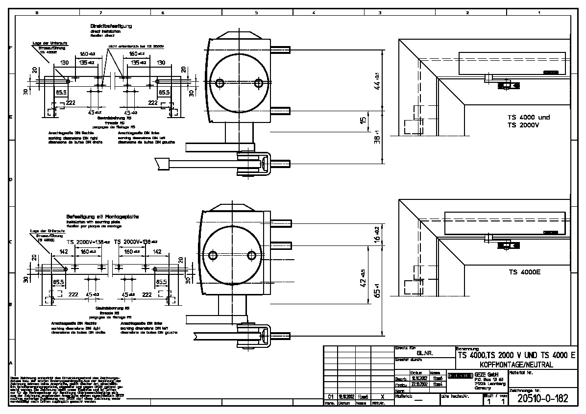 Pagarinātā vērējroka TS 4000/2000 - montāžas piemēri