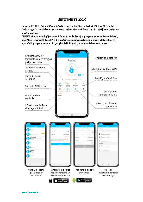 TTLOCK mobilā lietotne - apraksts