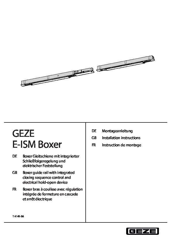 GEZE BOXER E-ISM sliedes montāžas instrukcija