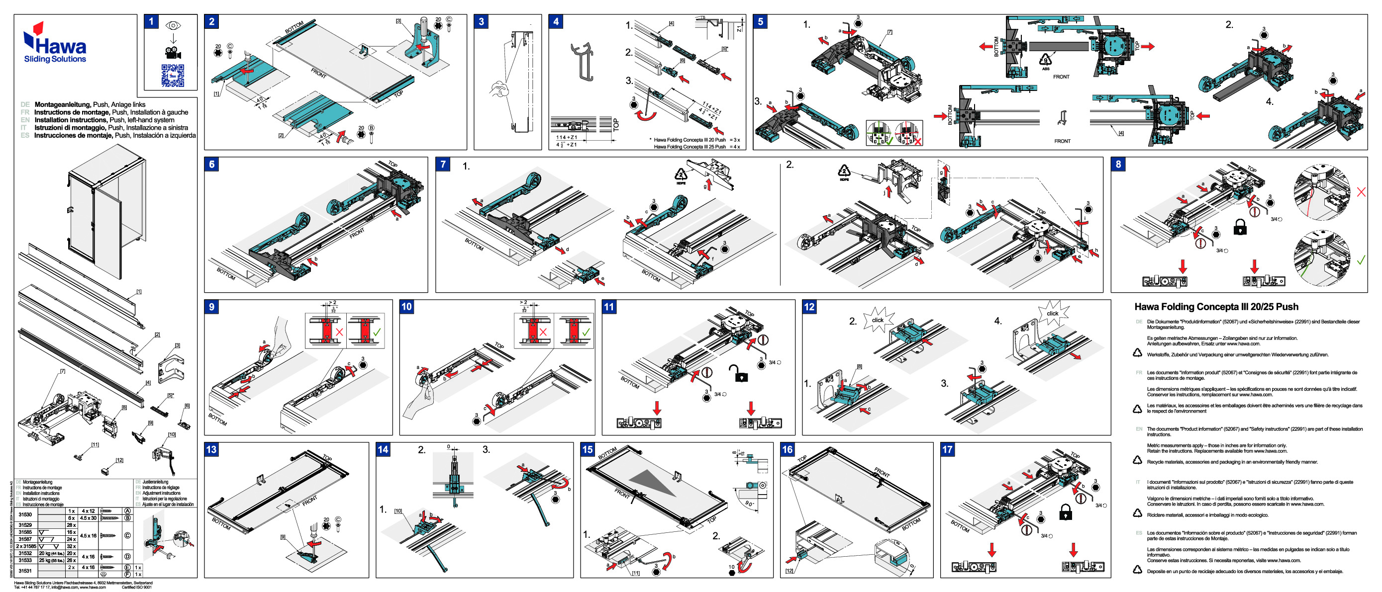 HAWA Folding Concepta III 20/25 PUSH - installation instructions