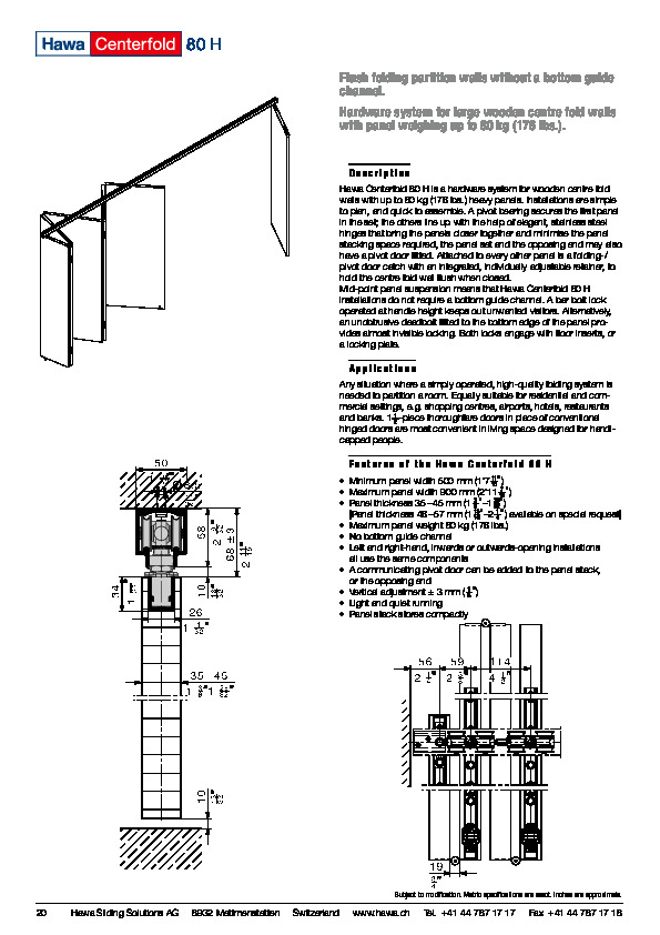 HAWA CENTERFOLD 80 H - katalogs