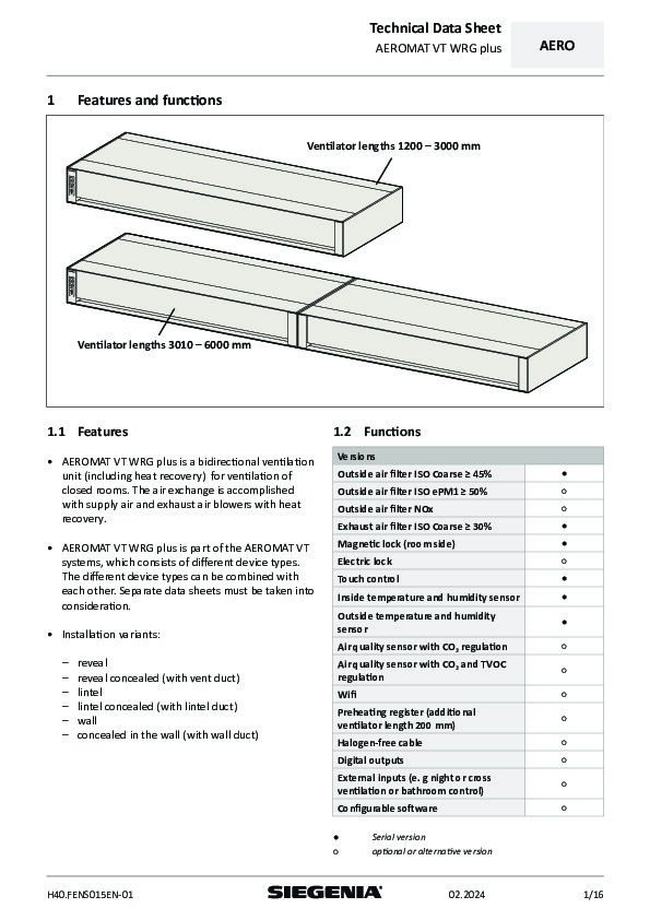 AEROMAT VT WRG PLUS - Technical data sheet (EN)